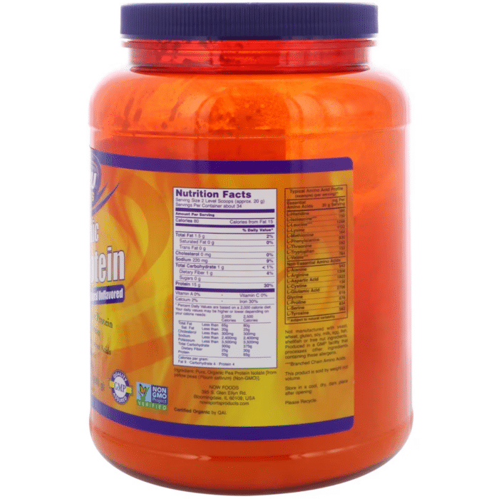 733739021083 - NOW Foods, Sports, Organic Pea Protein Powder, Unflavored, 1.5 lbs (680 g) - gallery image 4