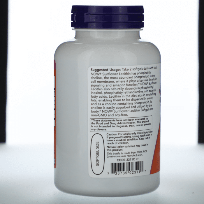 733739023117 - NOW Foods, Sunflower Lecithin, 1,200 mg, 100 Softgels - gallery image 3