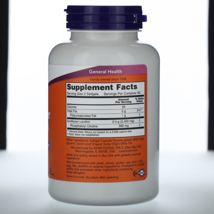 733739023117 - NOW Foods, Sunflower Lecithin, 1,200 mg, 100 Softgels - gallery image 6
