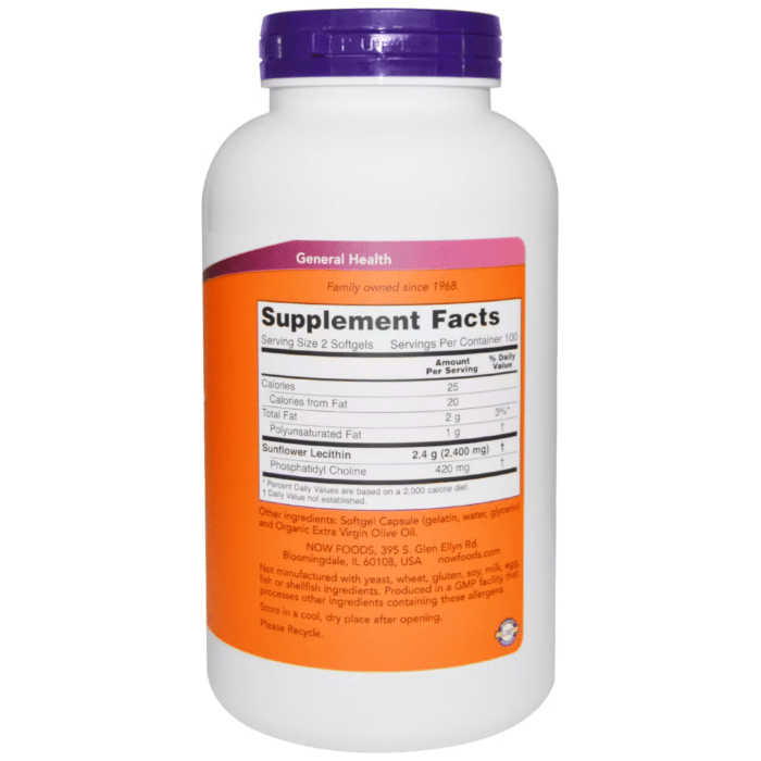 733739023131 - NOW Foods, Sunflower Lecithin, 200 Softgels (1.2 g per Softgel) - gallery image 4