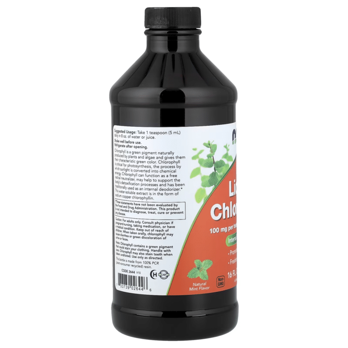 733739026446 - NOW Foods, Liquid Chlorophyll, Mint , 16 fl oz (473 ml) - gallery image 9