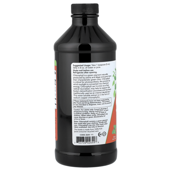 733739026446 - NOW Foods, Liquid Chlorophyll, Mint , 16 fl oz (473 ml) - gallery image 10