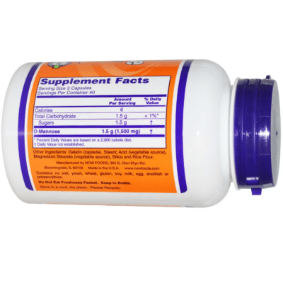 733739028112 - NOW Foods, D-Mannose, 500 mg, 120 Veg Capsules - gallery image 2