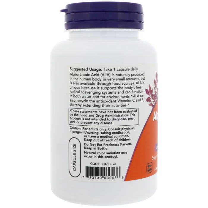 733739030436 - NOW Foods, Alpha Lipoic Acid, 250 mg, 120 Veg Capsules - gallery image 5