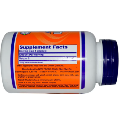 733739032577 - NOW Foods, Melatonin, 3 mg, 180 Veg Capsules