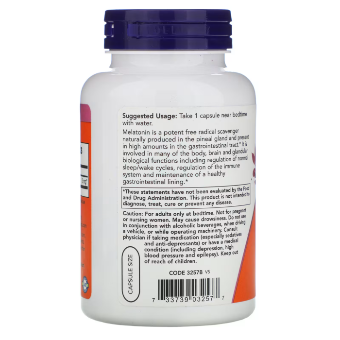 733739032577 - NOW Foods, Melatonin, 3 mg, 180 Veg Capsules - gallery image 7