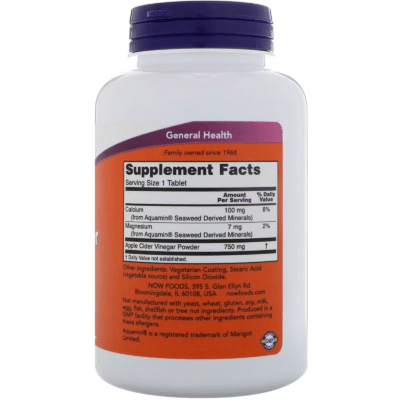 733739033765 - NOW Foods, Apple Cider Vinegar, 750 mg, 180 Tablets - gallery image 2