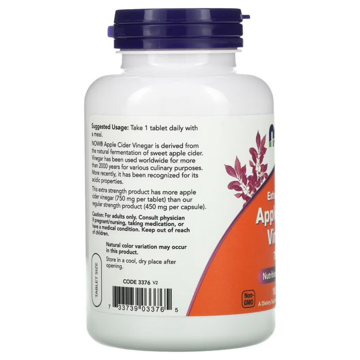 733739033765 - NOW Foods, Apple Cider Vinegar, 750 mg, 180 Tablets - gallery image 6