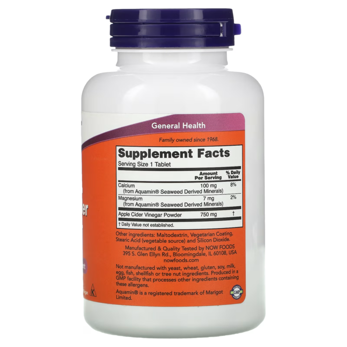 733739033765 - NOW Foods, Apple Cider Vinegar, 750 mg, 180 Tablets - gallery image 10
