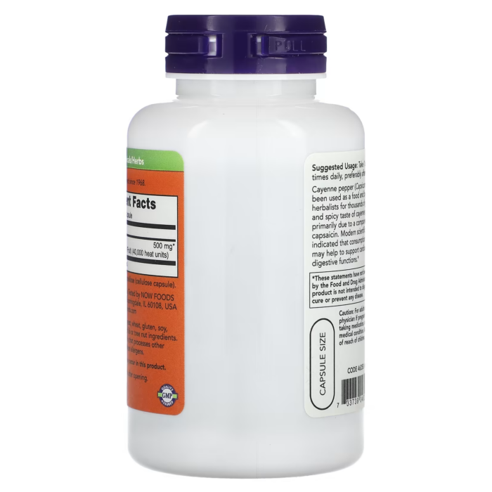 733739046253 - NOW Foods, Cayenne, 500 mg, 100 Veg Capsules - gallery image 5
