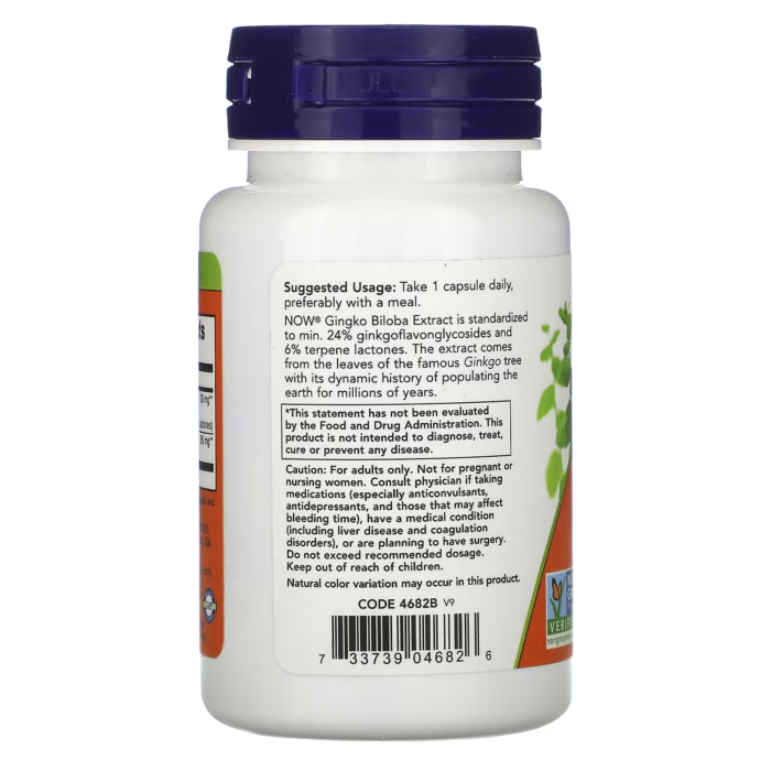 733739046826 - NOW Foods, Ginkgo Biloba With Eleuthero Root, 50 Veg Capsules - gallery image 3