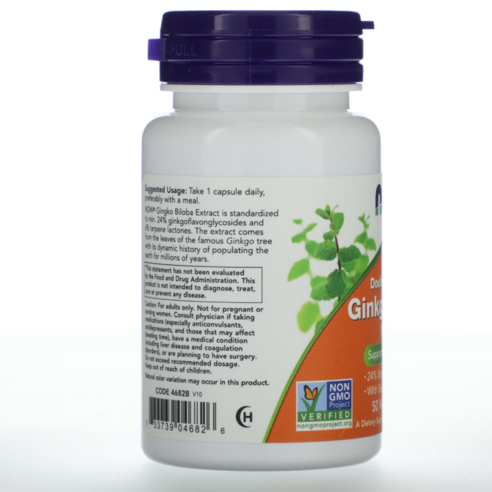 733739046826 - NOW Foods, Ginkgo Biloba With Eleuthero Root, 50 Veg Capsules - gallery image 10
