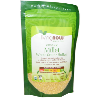 733739062857 - NOW Foods, Organic Millet Whole Grain, Hulled, 16 oz (454 g)