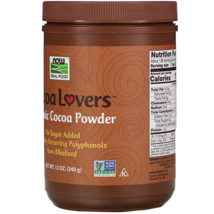 733739066725 - NOW Foods, Real Food, Organic Cocoa Powder, 12 oz (340 g) - gallery image 5