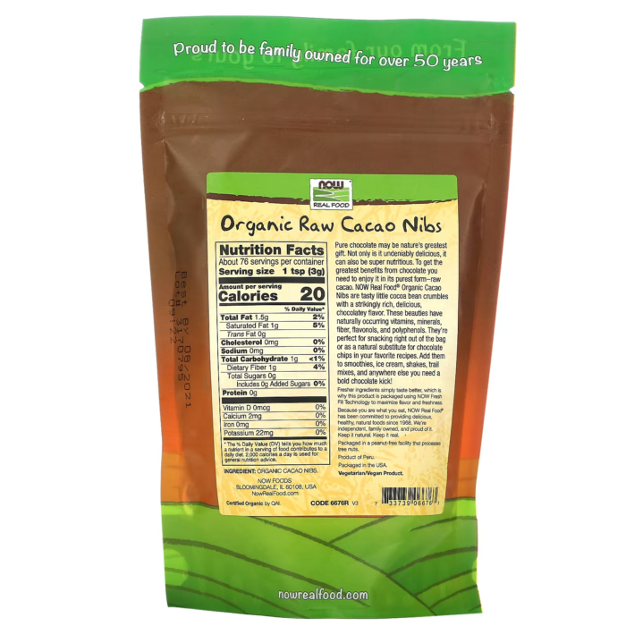 733739066763 - NOW Real Food Organic Raw Cacao Nibs, 227 g. - gallery image 6