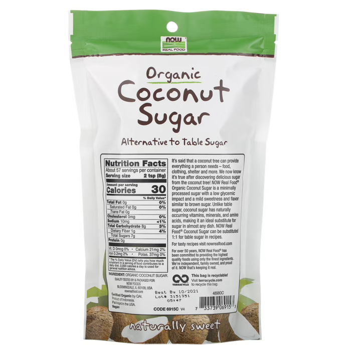 733739069153 - NOW Foods, Real Food, Organic Coconut Sugar, 16 oz (454 g) - gallery image 4
