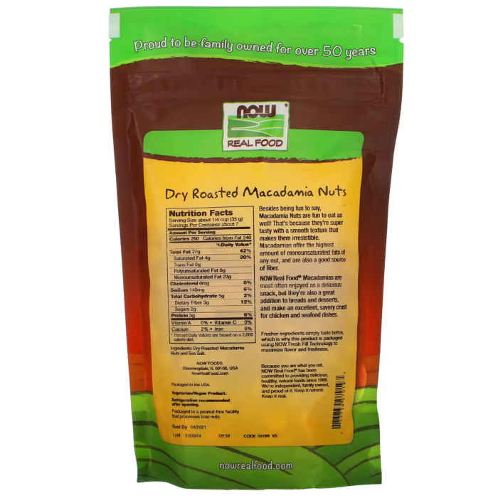 733739070197 - NOW Foods, Real Food, Macadamia Nuts, Dry Roasted & Sea Salted, 9 oz (255 g) - gallery image 4