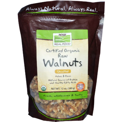 733739070746 - NOW Foods, Real Food, Organic Raw Walnuts, Unsalted, 12 oz (340 g)