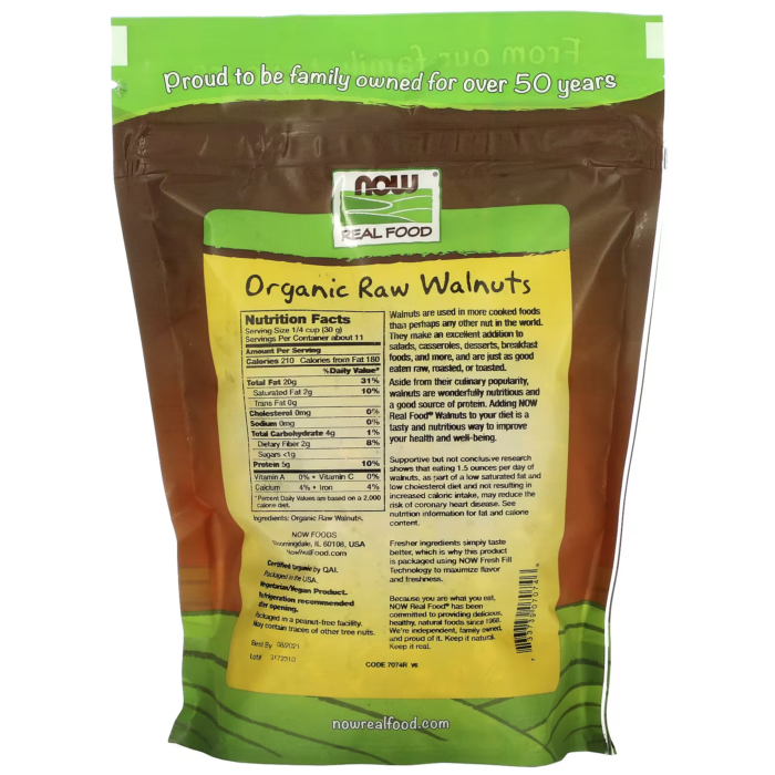 733739070746 - NOW Foods, Real Food, Organic Raw Walnuts, Unsalted, 12 oz (340 g) - gallery image 4