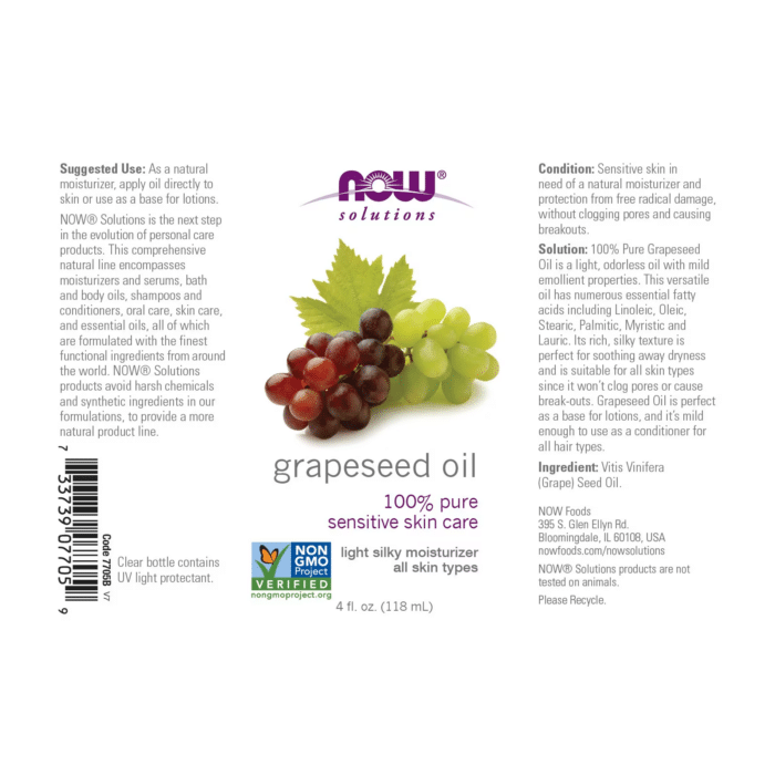 733739077059 - NOW Foods, Solutions, Grapeseed Oil, 4 fl oz (118 ml) - gallery image 9