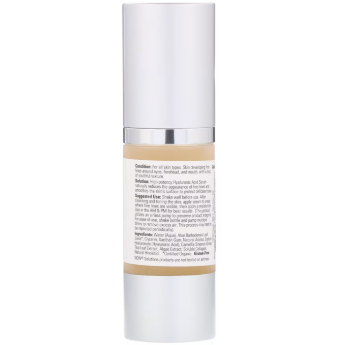 733739077882 - NOW Foods, Solutions, Firming Hyaluronic Acid Serum, 1 fl oz (30 ml) - gallery image 4