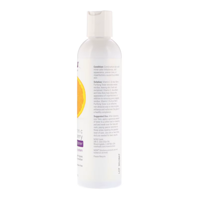 733739079992 - NOW Foods, Solutions, Purifying Toner, Vitamin C & Acai Berry, 8 fl oz (237 ml) - gallery image 9