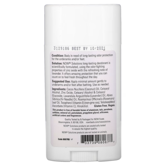 733739080677 - NOW Foods, Solutions, Long-Lasting Deodorant, Lavender, 2.2 oz (62 g) - gallery image 4