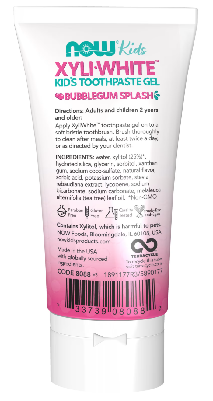 733739080882 - NOW Foods, Xyli-White™, Kid's Toothpaste Gel, Bubblegum Splash, 3 oz (85 g) - gallery image 6