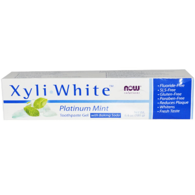 733739080912 - NOW Foods, Solutions, XyliWhite™, Toothpaste Gel with Baking Soda, Platinum Mint, 6.4 oz (181 g)