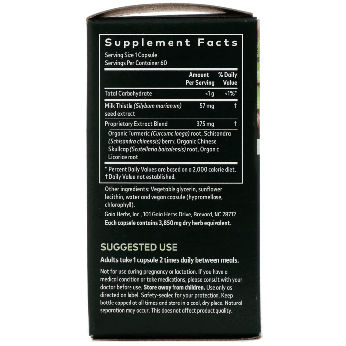 751063399005 - Gaia Herbs Liver Health Liquid Phyto-Caps, 60 caps. - gallery image 6