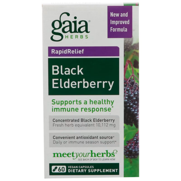 751063400602 - Gaia Herbs Black Elderberry Liquid Phyto-Caps, 60 caps. - gallery image 3