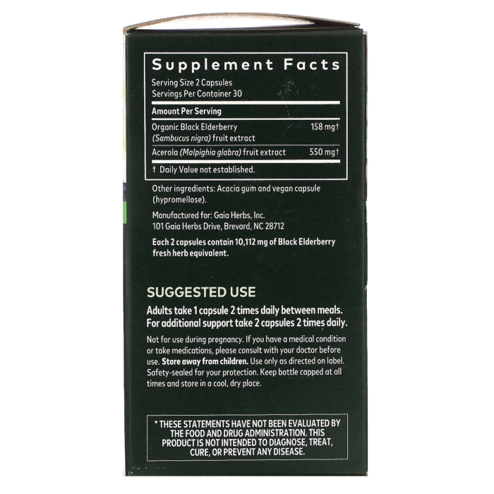 751063400602 - Gaia Herbs Black Elderberry Liquid Phyto-Caps, 60 caps. - gallery image 7