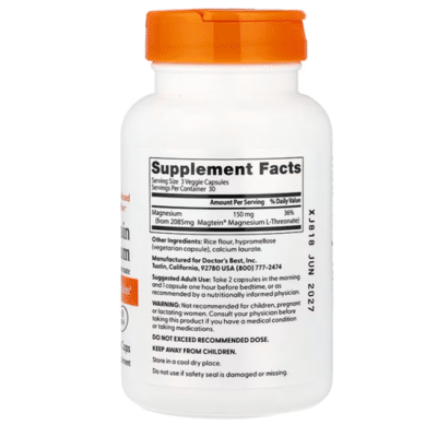 753950002838 - Doctor's Best, Brain Magnesium with Magtein®, 90 Veggie Caps (50 mg per Capsule) - gallery image 2