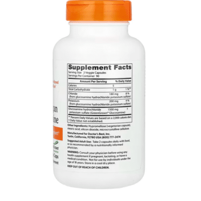 753950004511 - Doctor's Best Vegan Glucosamine Sulfate with GreenGrown Glucosamine 750mg, 180 vcaps. - gallery image 2