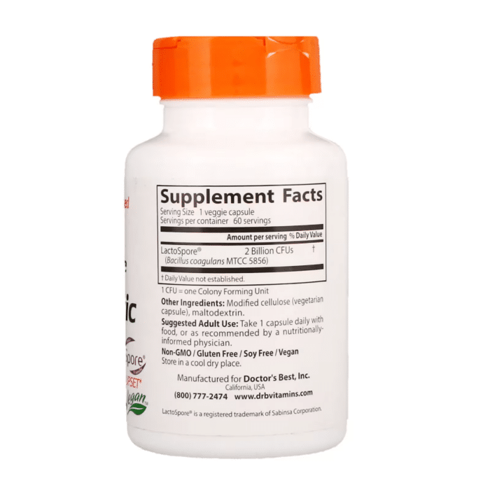 753950004641 - Doctor's Best, Digestive Health, Probiotic 2 Billion with LactoSpore, 2 Billion, 60 Veggie Caps - gallery image 4