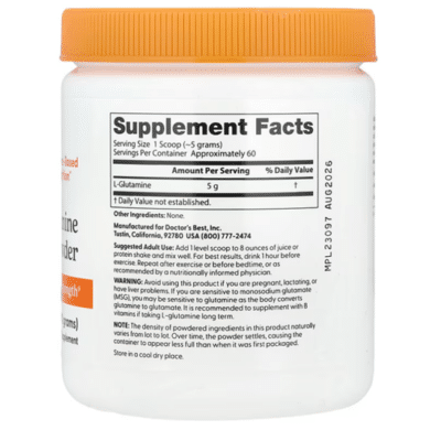 753950004917 - Doctor's Best, Pure L-Glutamine Powder, 10.6 oz (300 g) - gallery image 2