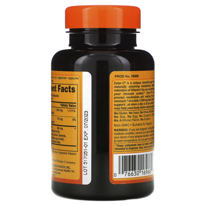 76630169660 - American Health Ester-C 500 mg w/Citrus Bioflavonoids (Veg.), 120 vcaps. - gallery image 7