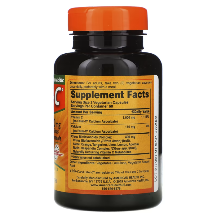 76630169660 - American Health Ester-C 500 mg w/Citrus Bioflavonoids (Veg.), 120 vcaps. - gallery image 9