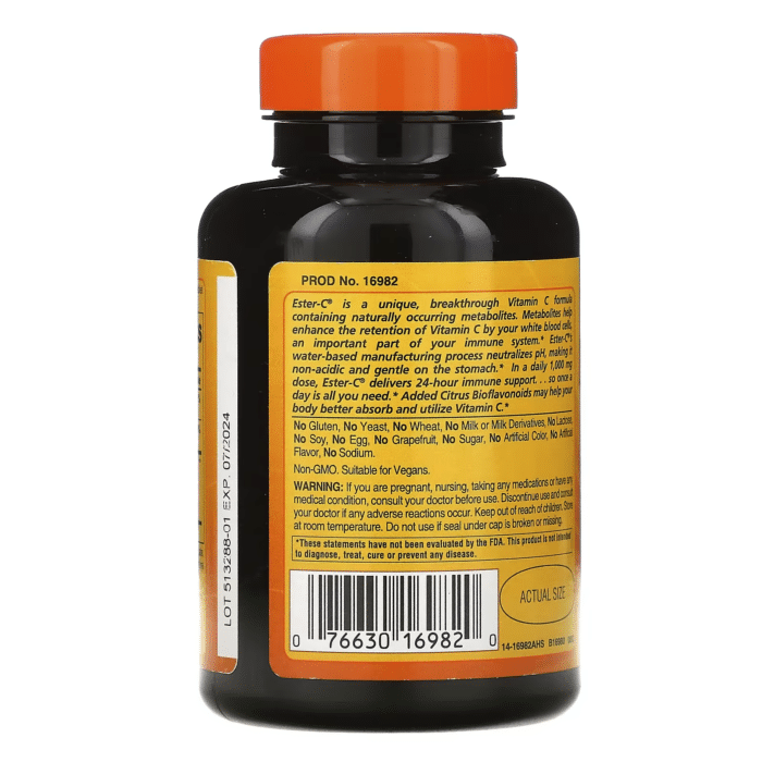 76630169820 - American Health Ester-C 1000 mg w/Citrus Bioflavonoids (Veg.), 120 tabs. - gallery image 6