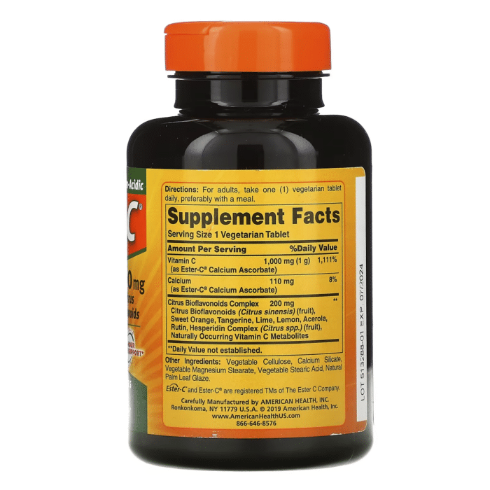 76630169820 - American Health Ester-C 1000 mg w/Citrus Bioflavonoids (Veg.), 120 tabs. - gallery image 8