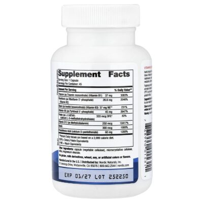 768990015311 - Nordic Naturals Vitamin B Complex, 45 caps - gallery image 2