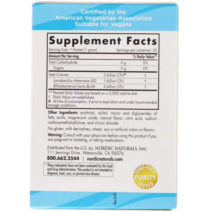768990016783 - Nordic Natural Kids Probiotic Quick Melt Powder, 30 packs. - gallery image 4