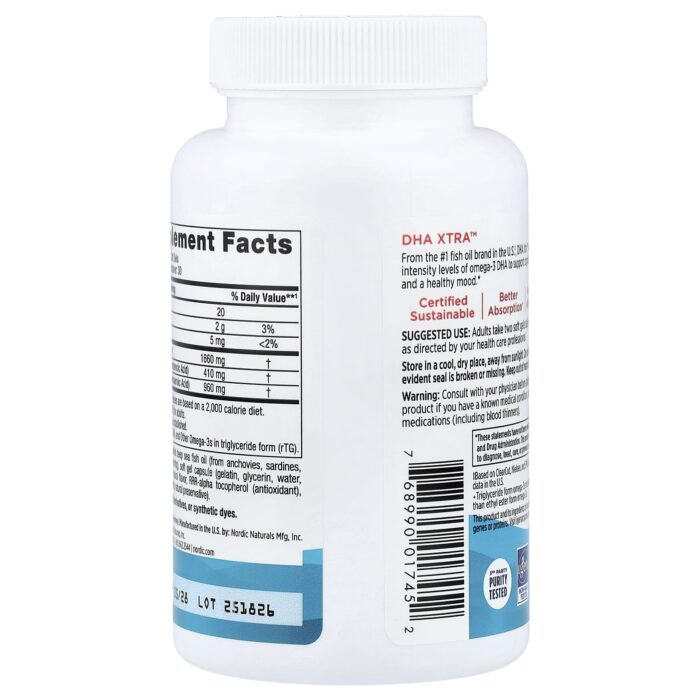 768990017452 - Nordic Naturals DHA Xtra 1000 mg - Strawberry, 60 sgls - gallery image 5