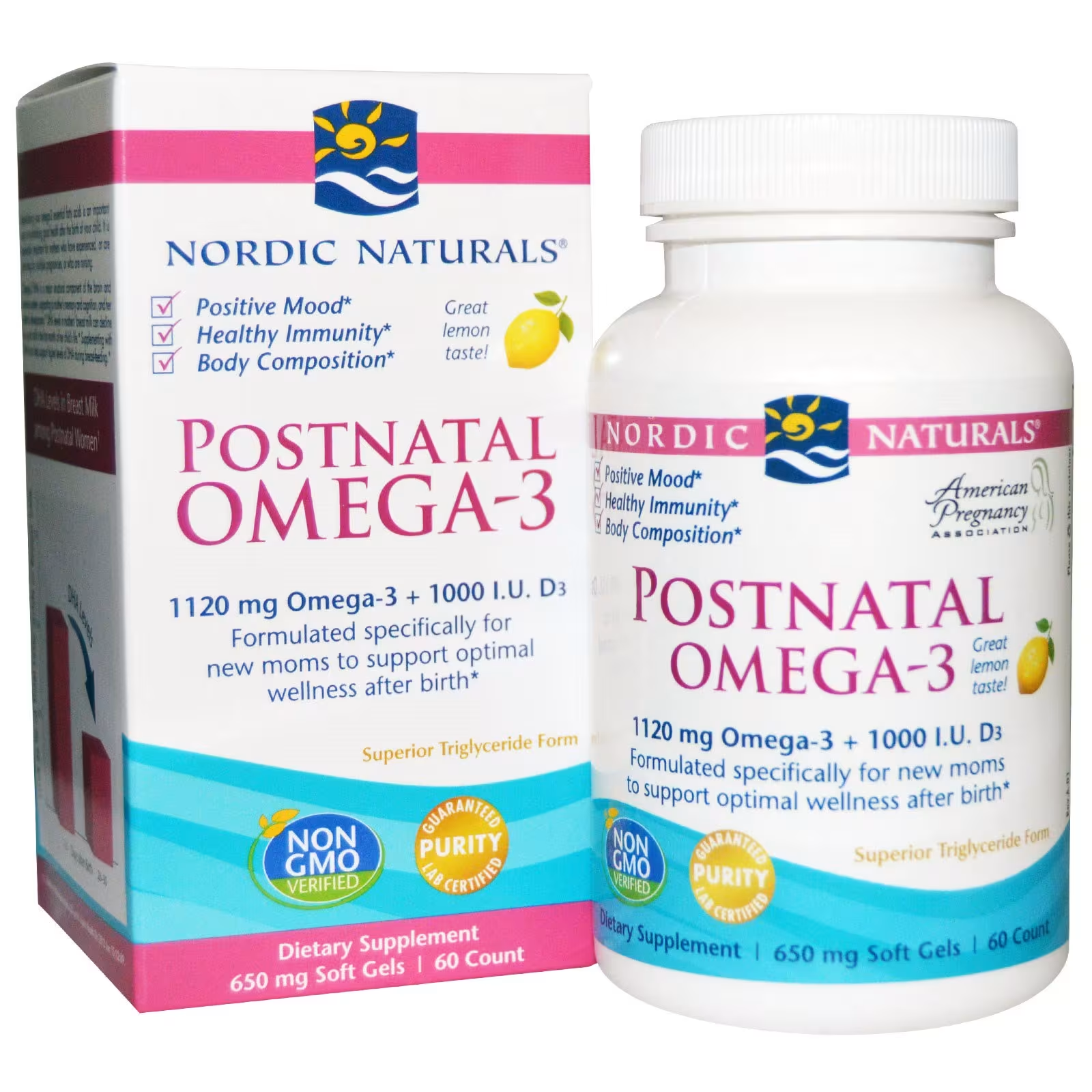 768990017582 - Nordic Naturals Postnatal Omega-3 - Lemon 60 Sgls - Threeleaf Wellness Club 768990017582 - Nordic Naturals Postnatal Omega-3 - Lemon, 60 sgls.