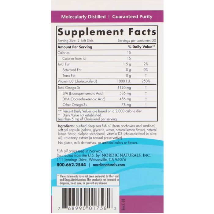 768990017582 - Nordic Naturals Postnatal Omega-3 - Lemon, 60 sgls. - gallery image 4