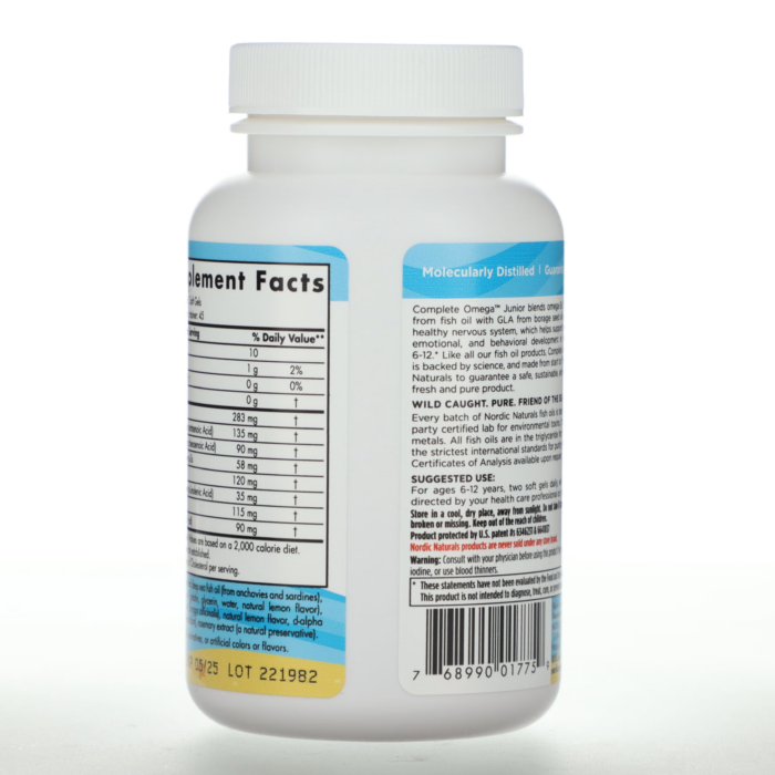 768990017759 - Nordic Naturals Complete Omega Junior 500 mg - Lemon, 90 sgls. - gallery image 8