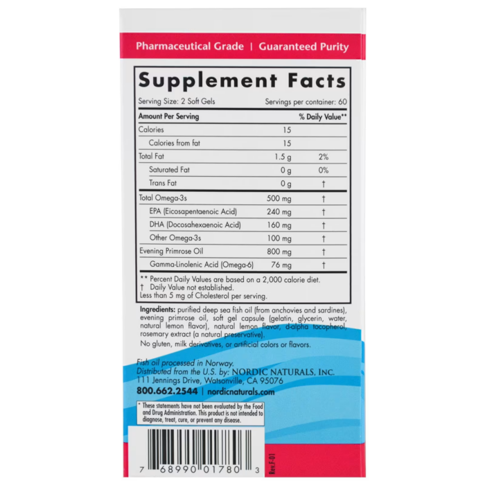 768990017803 - Nordic Naturals, Omega Woman 500 mg - Lemon, 120 sgls. - gallery image 2
