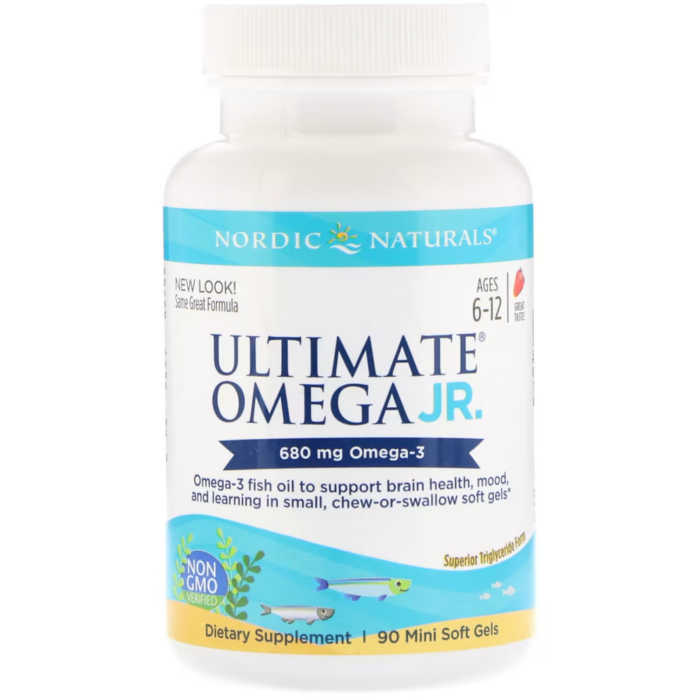 768990017988 - Nordic Naturals, Ultimate Omega® Junior, Ages 6+, Strawberry, 90 Mini Soft Gels (340 mg per Soft Gel) - gallery image 6