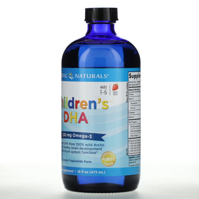 768990027246 - Nordic Naturals Children's DHA Arctic Cod Liver Oil - Strawberry, 473 ml. - gallery image 6