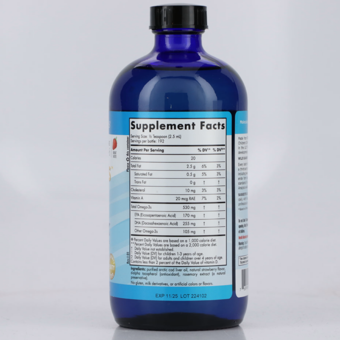 768990027246 - Nordic Naturals Children's DHA Arctic Cod Liver Oil - Strawberry, 473 ml. - gallery image 8